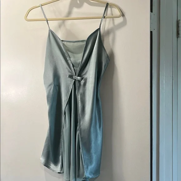 Valentino Intimo Green Satin Chiffon 2 Pc Chemise and Robe. NWOT vintage. - Picture 4 of 13